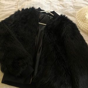 Faux fur zip up jacket